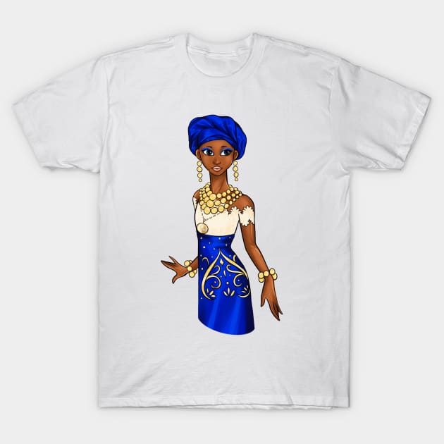 Black is Beautiful - Niger African Melanin Girl in traditional outfit T-Shirt by Ebony Rose 